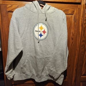 Majestic Gray Sweater with Hood and Pittsburgh Steelers Logo